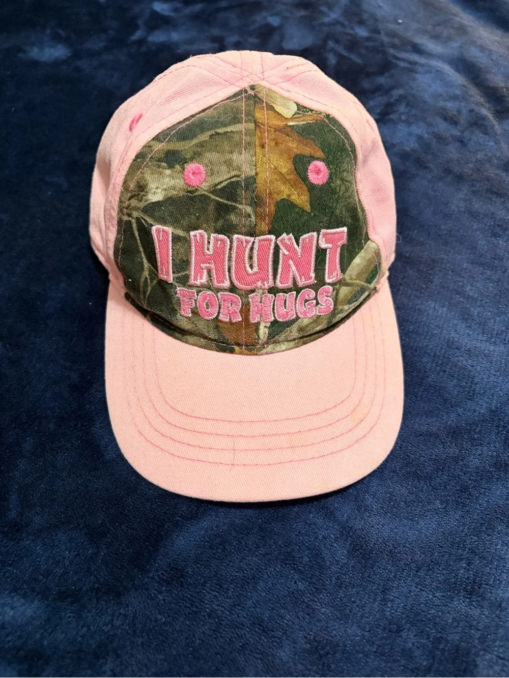 Pink Camo Kids Baseball Cap - I Hunt For Hugs